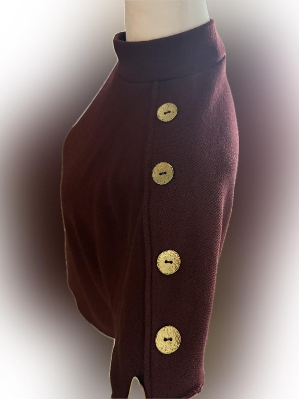 Zara Soft Buttoned Top Raspberry Burgundy Gold Button Shoulder Size Small - Picture 2 of 5